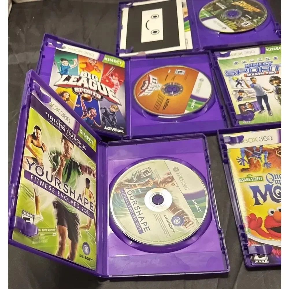 Xbox 360 Kinect 5 Game Lot Big League Sports Sesame Street Adventures Tested Vtg